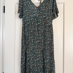 Reitmans Floral Midi Dress - Green and Orange